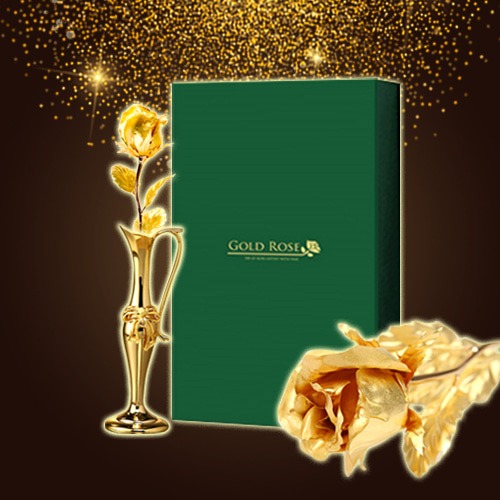 24k 금장미 (반개형) 골드메탈베이스 선물세트